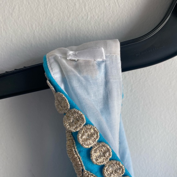 Lilly Pulitzer Bentley Shift Dress Searulean Blue Gold Embroidered Size 10 - Picture 6 of 13